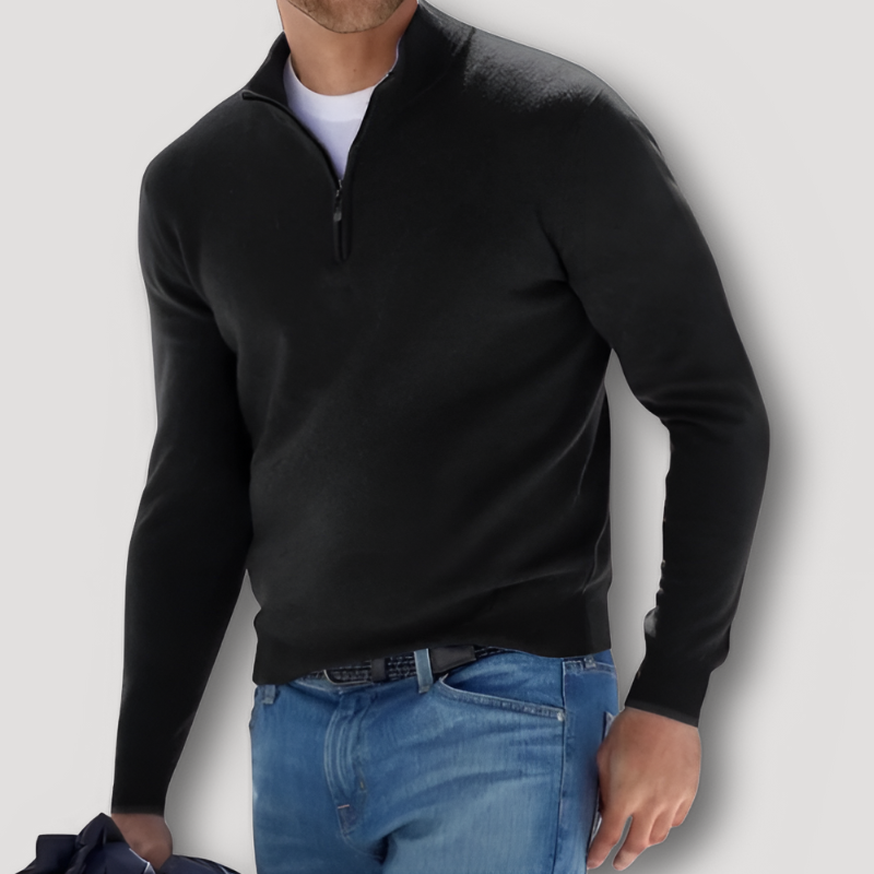 XAVER | Woll Kaschmir Pullover mit Quarter Zip