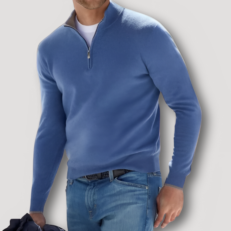 XAVER | Woll Kaschmir Pullover mit Quarter Zip
