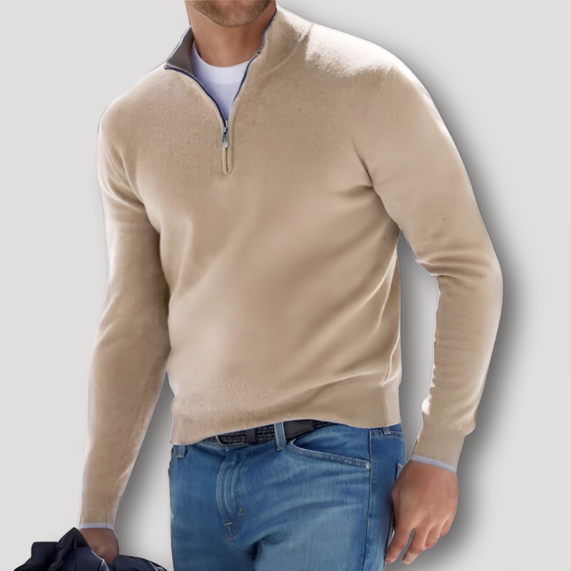 XAVER | Woll Kaschmir Pullover mit Quarter Zip