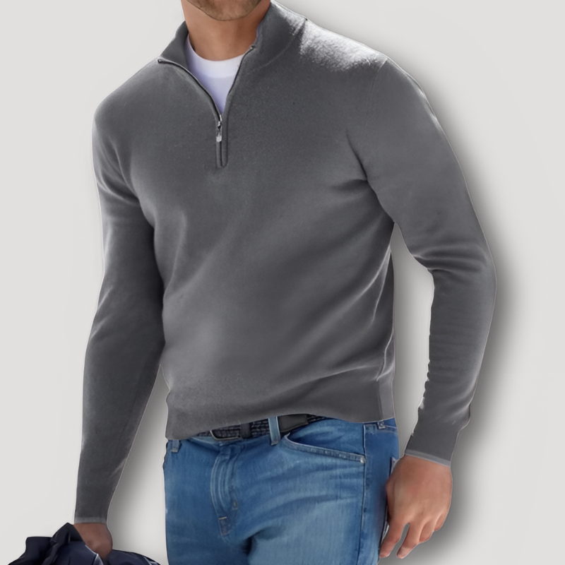 XAVER | Woll Kaschmir Pullover mit Quarter Zip